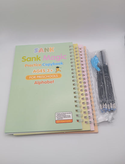 Sank Magic Book For Kids (Pack of 4Books, 10Refills, 1Pen, 1Grip)